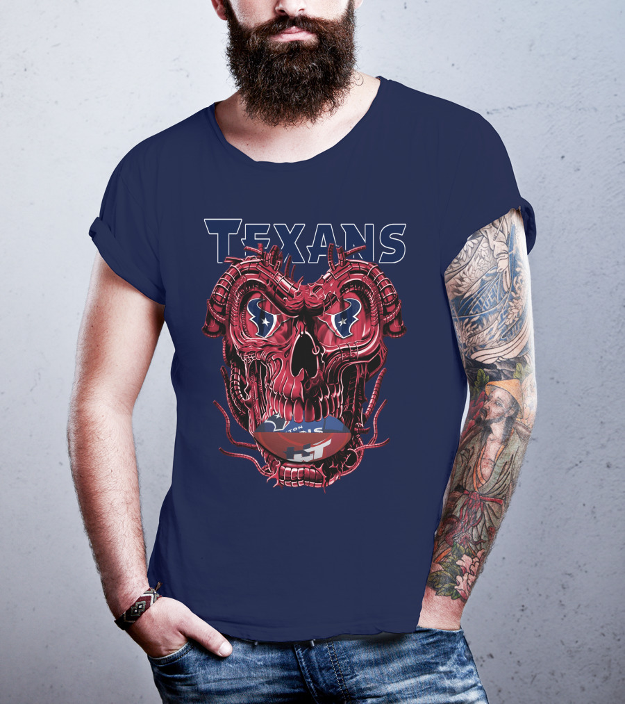 Texans Dragonskull Football Face T-Shirt