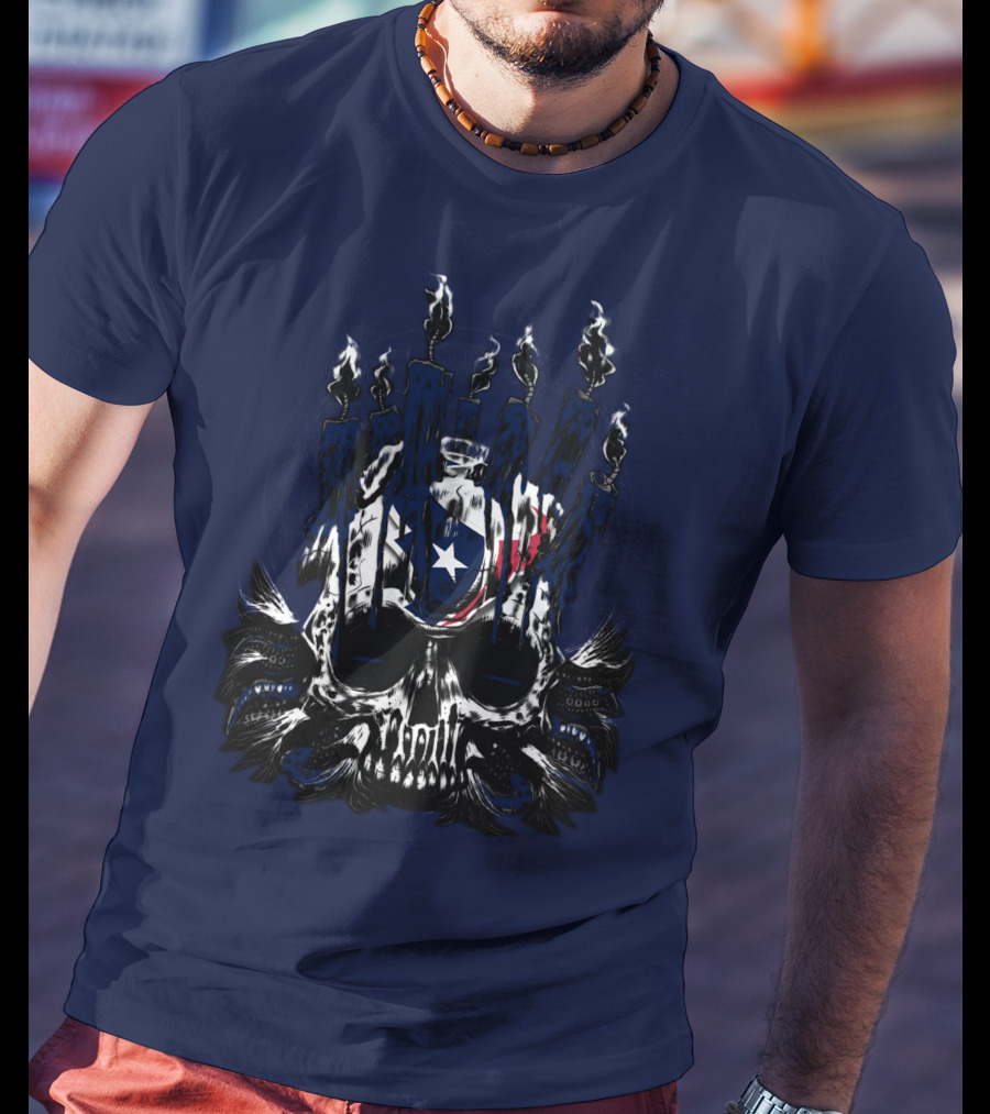 Houston Texans 31 Skull With Flames And Lone Star Flag Theme T-Shirt