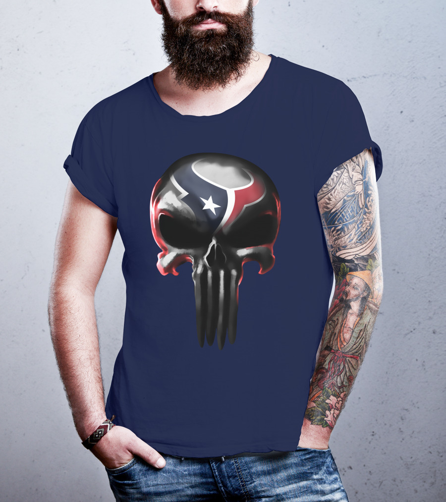 Houston Texans Punisher Skull T-Shirt