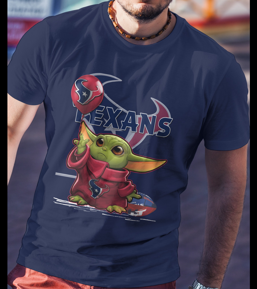 Yoda Texans Holding Balloon Football T-Shirt