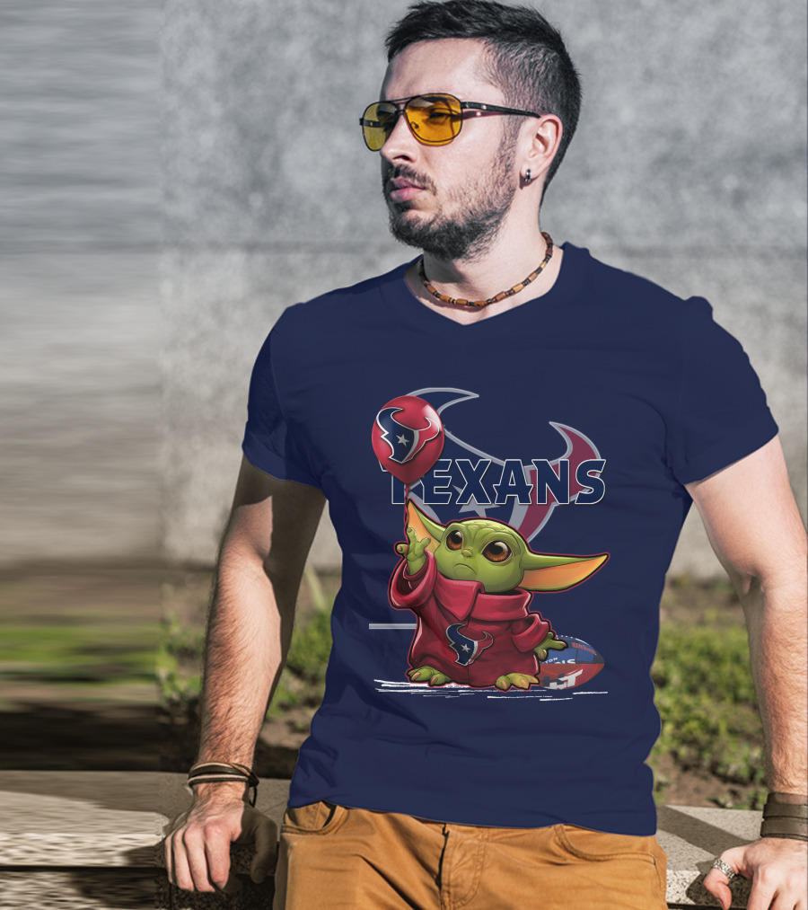 Yoda Texans Holding Balloon Football T-Shirt
