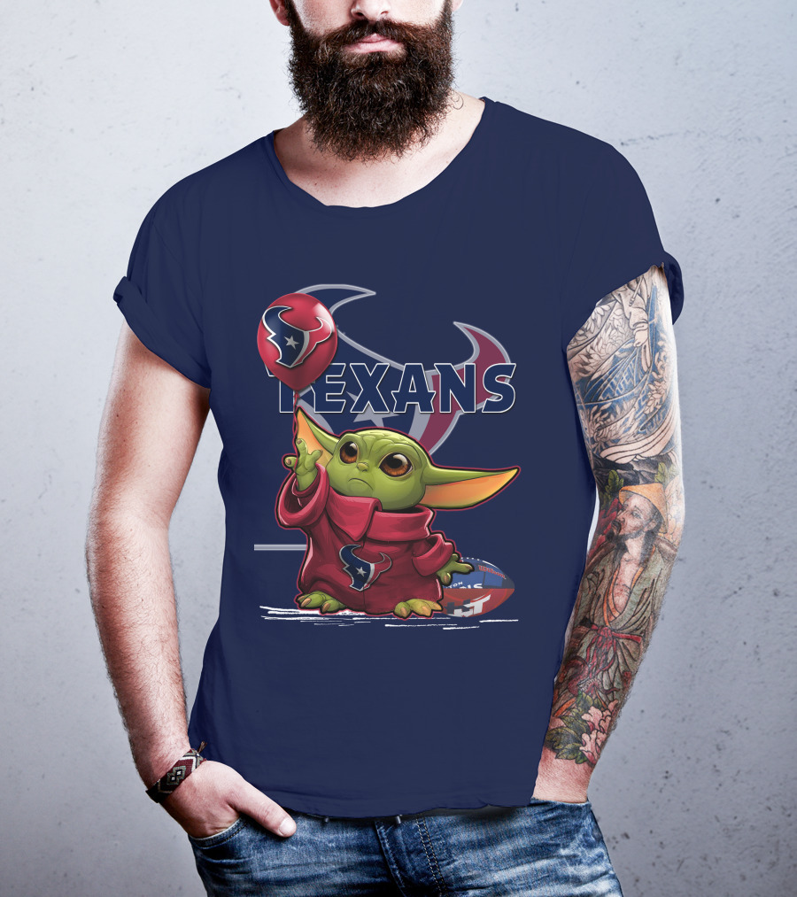Yoda Texans Holding Balloon Football T-Shirt