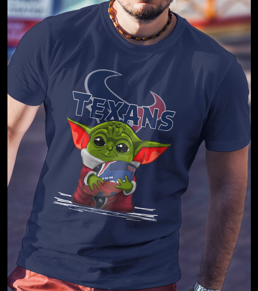 Texans Yoda Holding Football Houston NFL T-Shirt