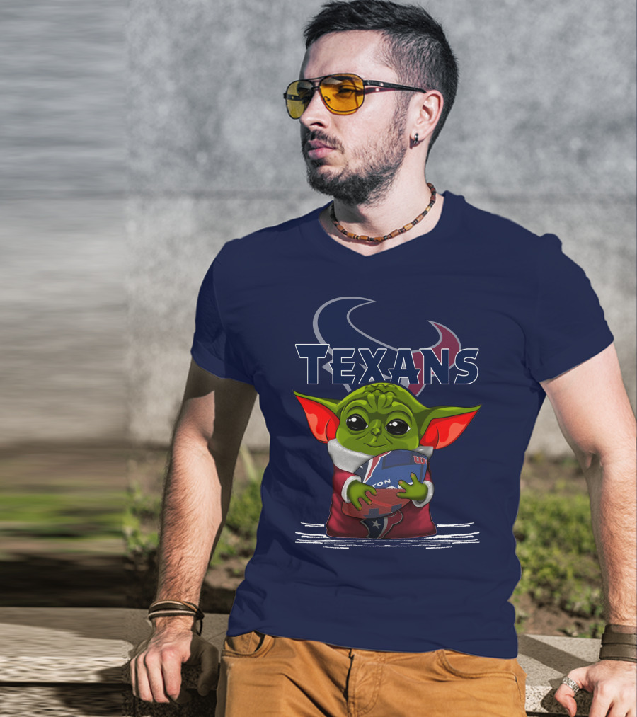 Texans Yoda Holding Football Houston NFL T-Shirt