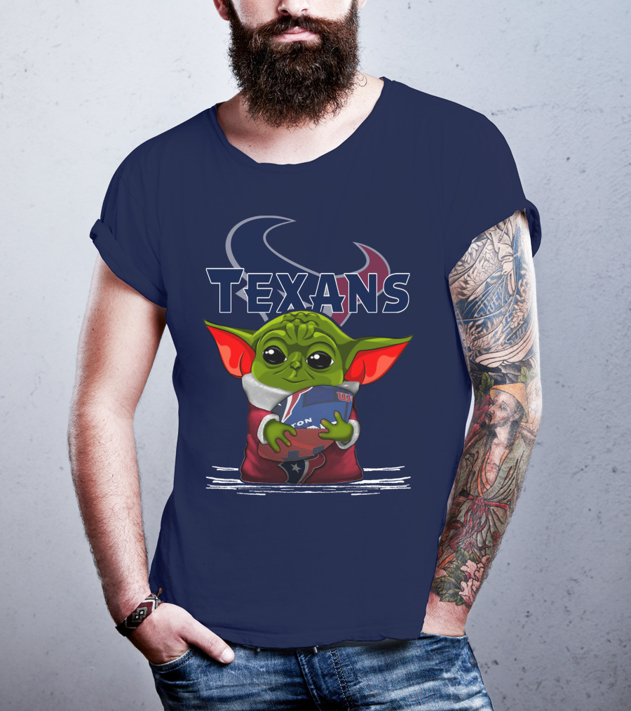 Texans Yoda Holding Football Houston NFL T-Shirt