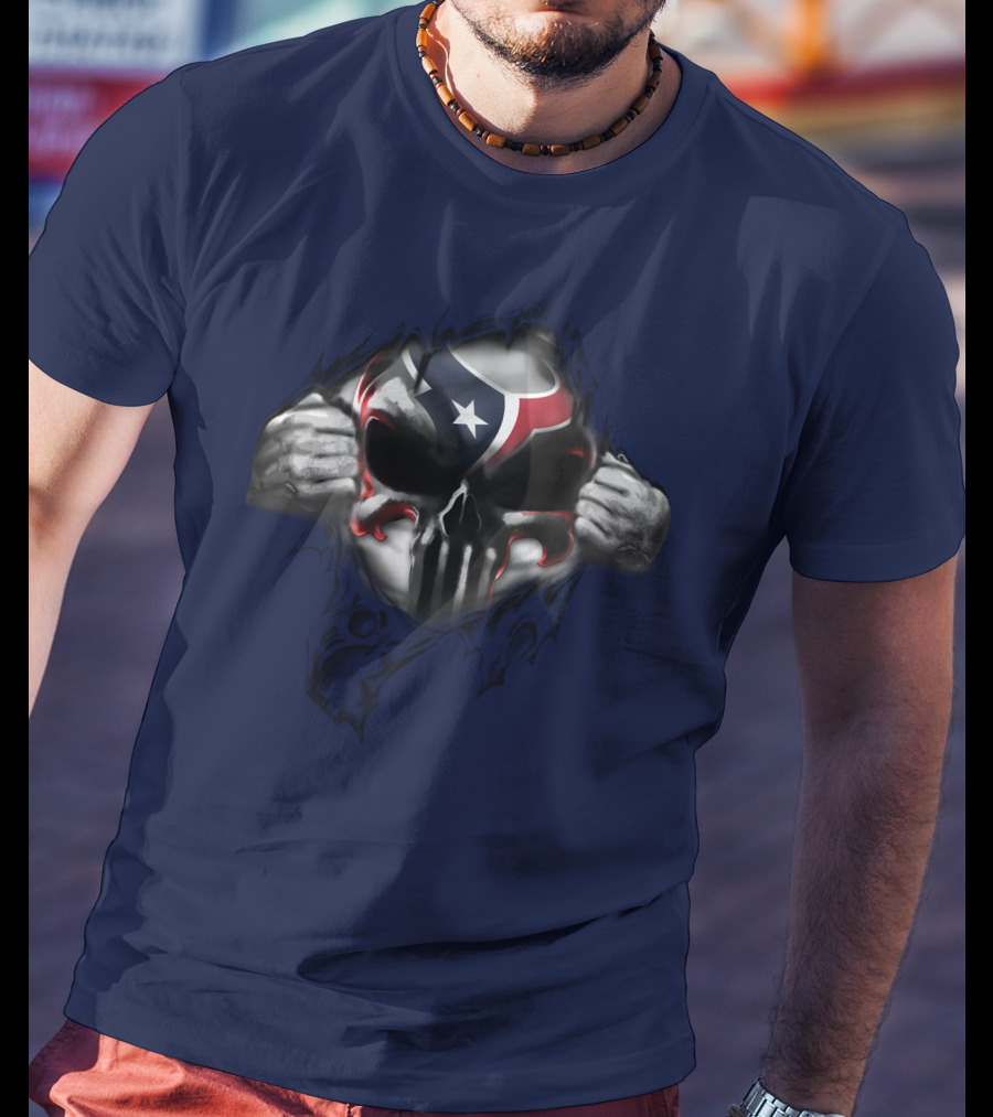 Houston Texans 67 Skull Texas Flag T-Shirt