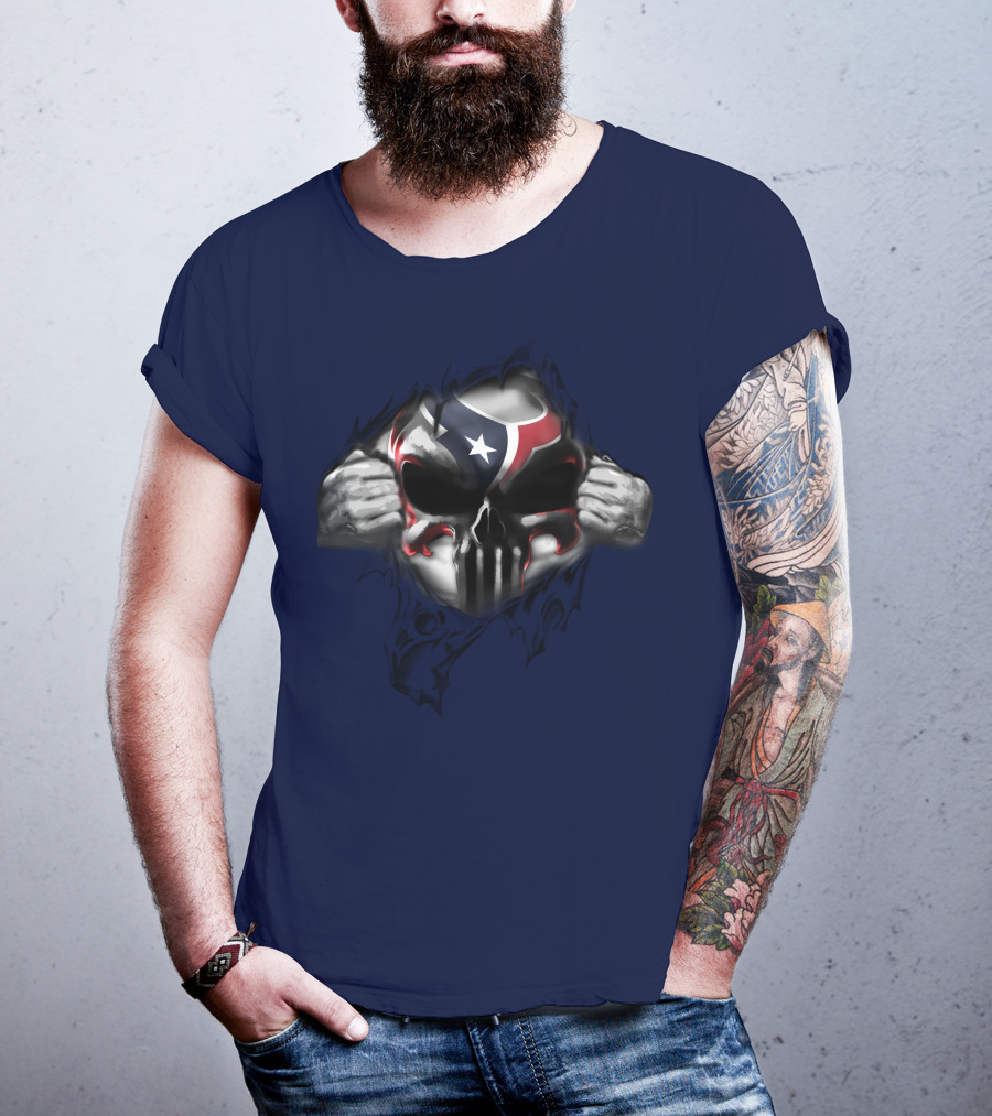Houston Texans 67 Skull Texas Flag T-Shirt