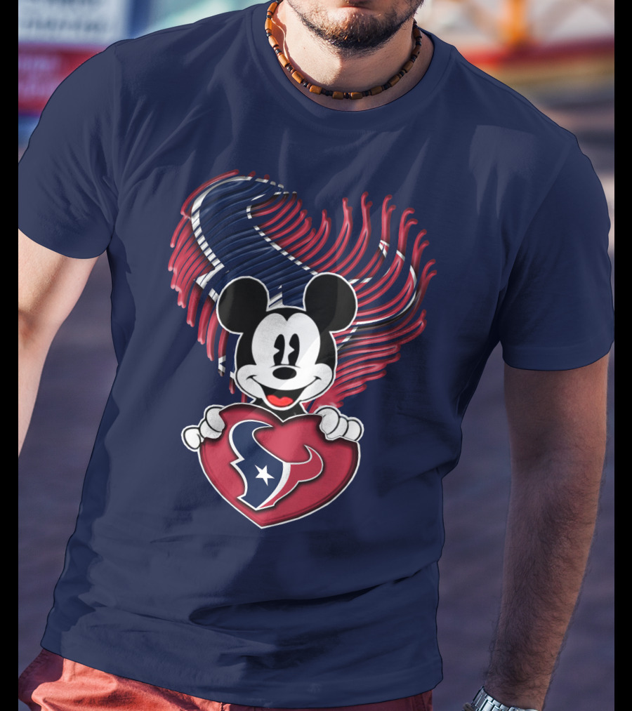 Mick Mouse Heart Houston Texans T-Shirt