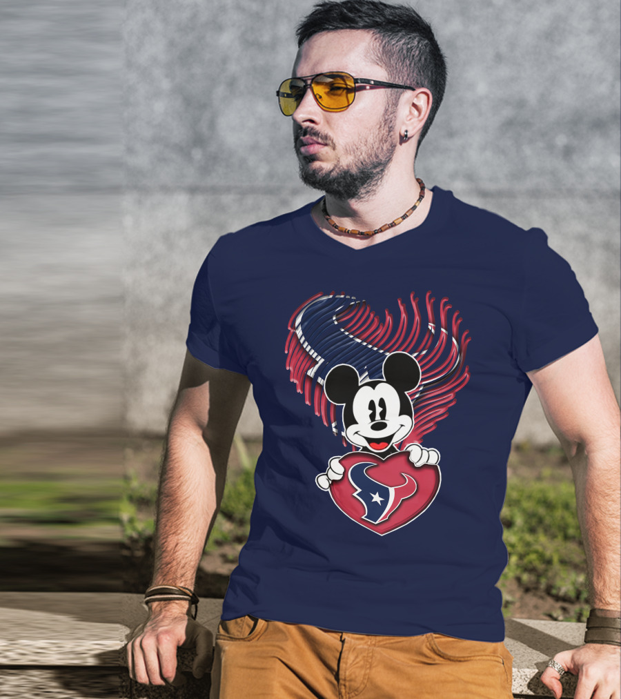 Mick Mouse Heart Houston Texans T-Shirt