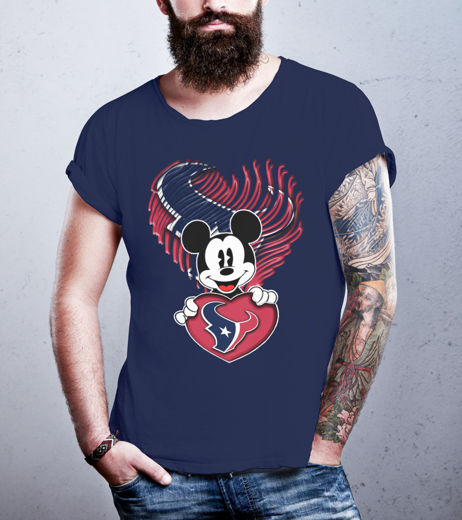 Mick Mouse Heart Houston Texans T-Shirt