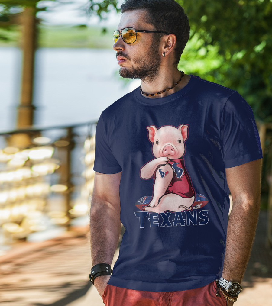 Texans Pig With Houston Logo Football T-Shirt