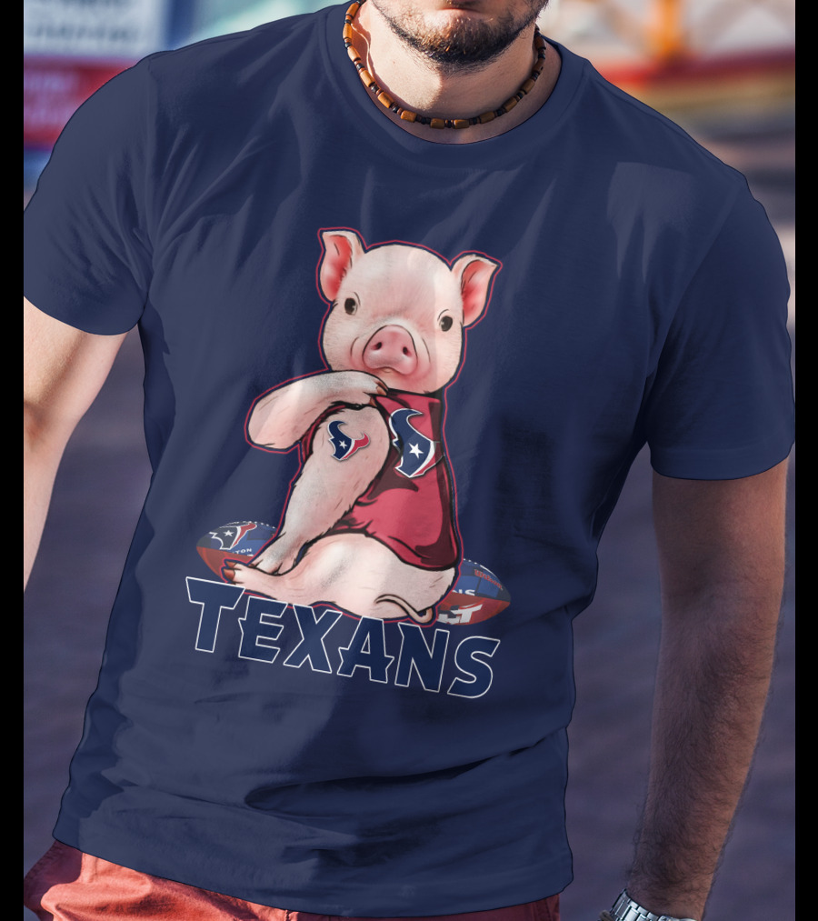Texans Pig With Houston Logo Football T-Shirt
