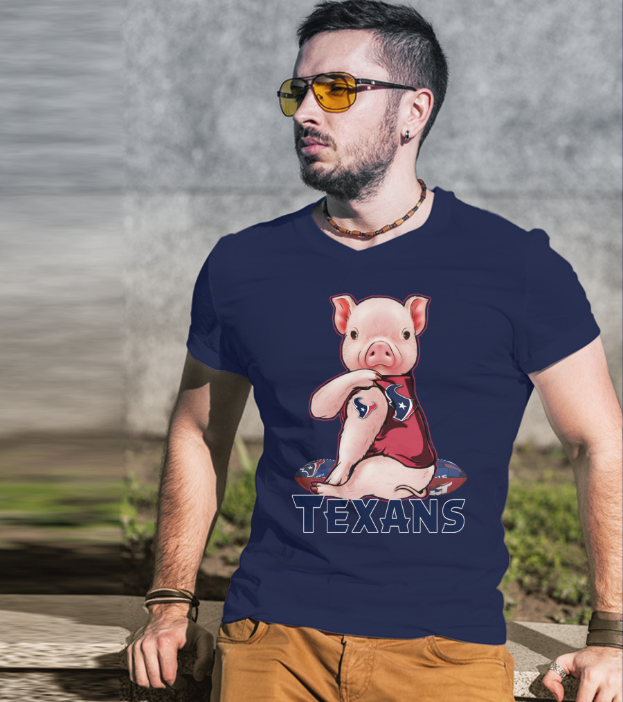 Texans Pig With Houston Logo Football T-Shirt