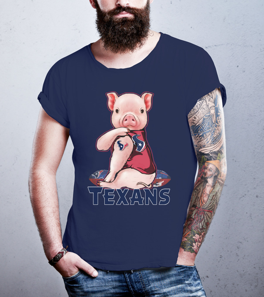 Texans Pig With Houston Logo Football T-Shirt