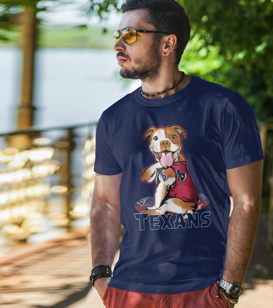 Pittbull Texans Football Icon With Houston Spirit T-Shirt