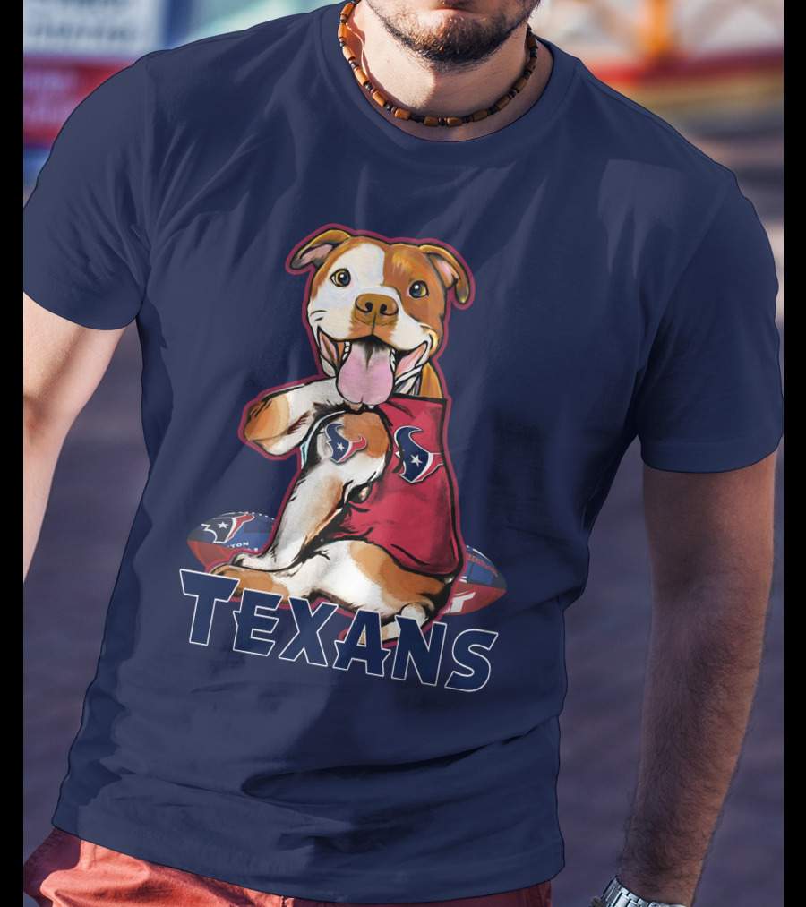 Pittbull Texans Football Icon With Houston Spirit T-Shirt