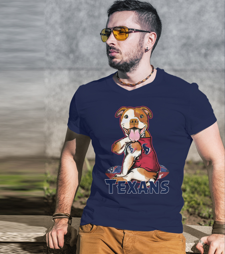 Pittbull Texans Football Icon With Houston Spirit T-Shirt