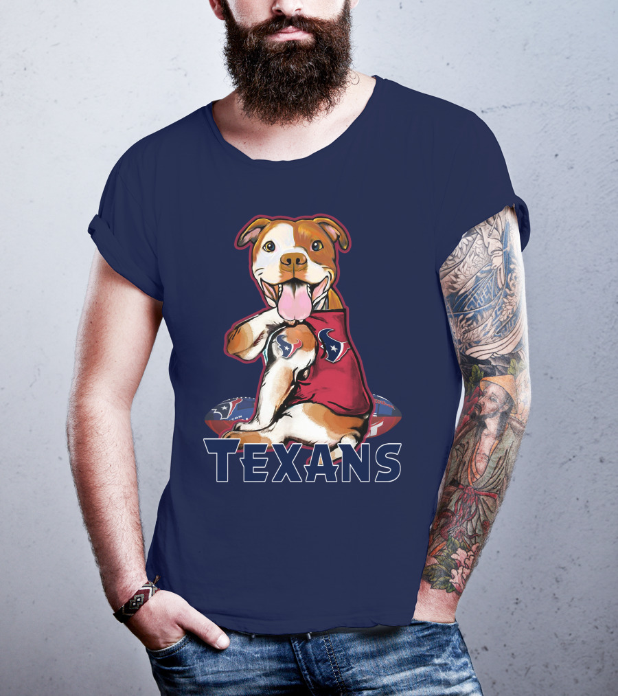 Pittbull Texans Football Icon With Houston Spirit T-Shirt