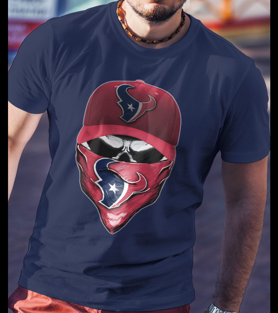 Houston Texans Skull Mask Hat T-Shirt