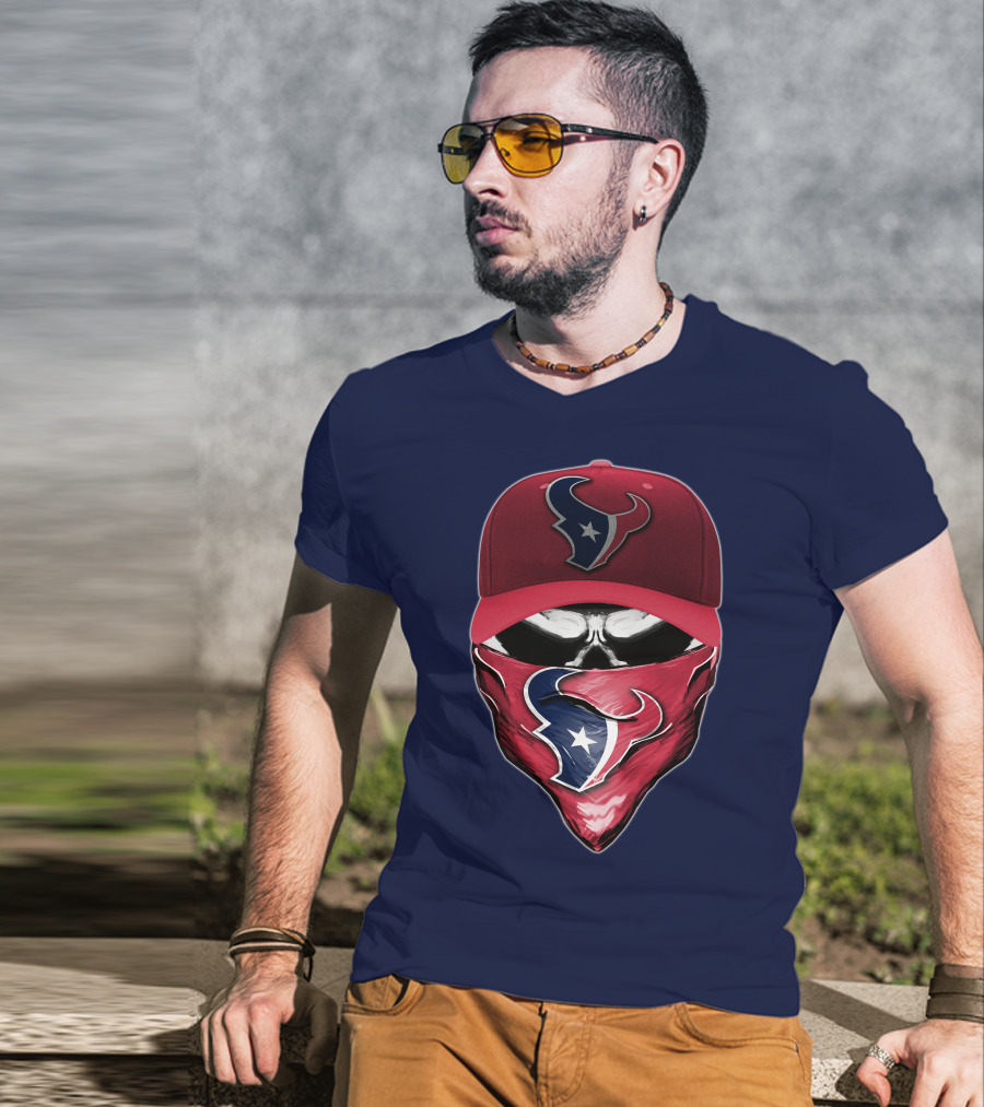 Houston Texans Skull Mask Hat T-Shirt