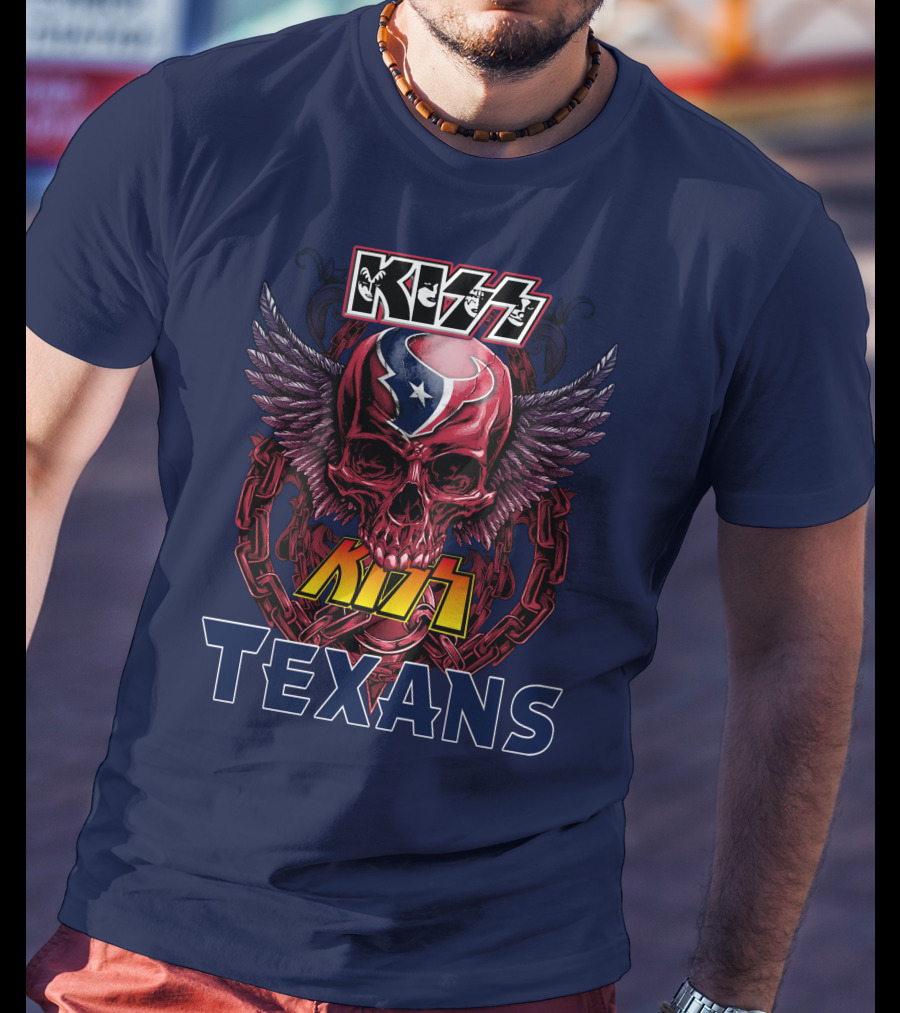 KISS Houston Texans Skull Wings T-Shirt