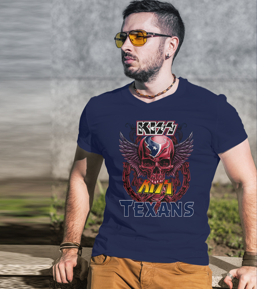 KISS Houston Texans Skull Wings T-Shirt