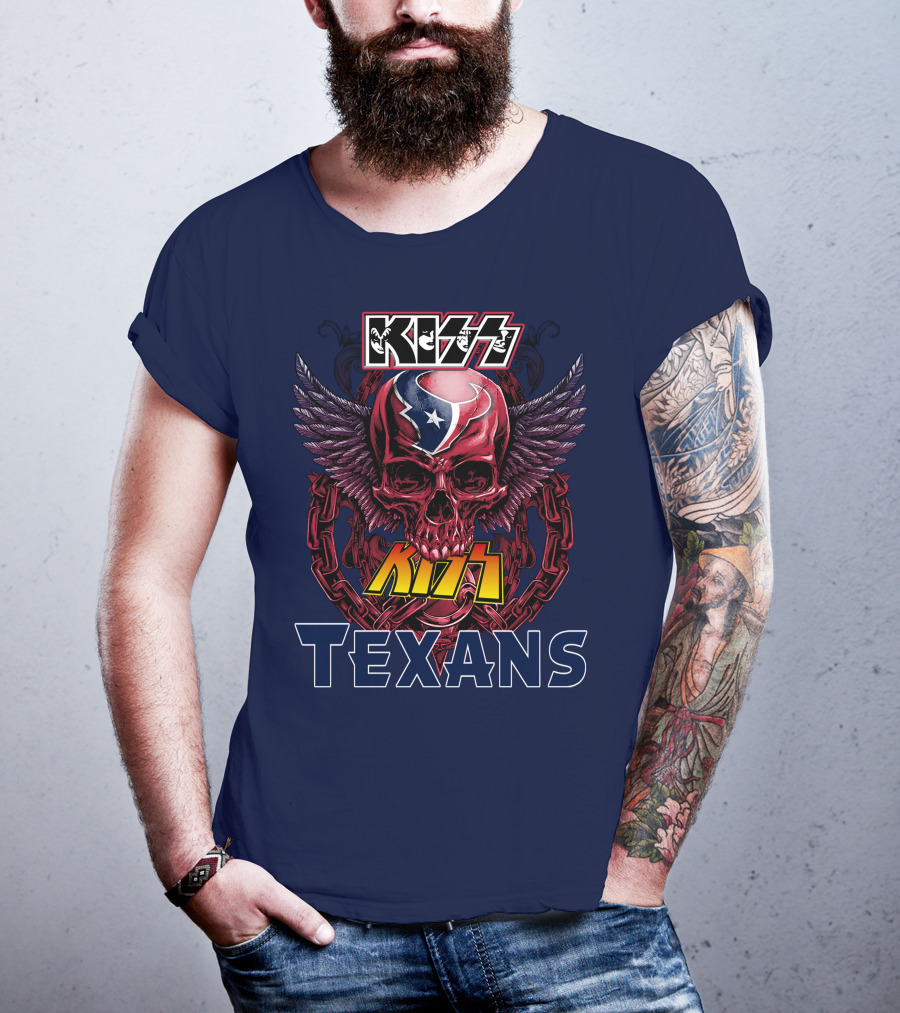 KISS Houston Texans Skull Wings T-Shirt
