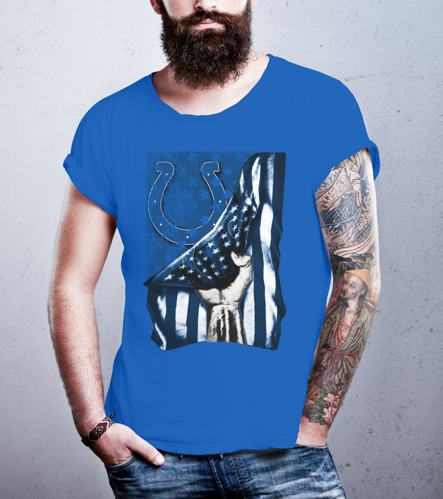 Indianapolis Colts American Flag Horseshoe T-Shirt