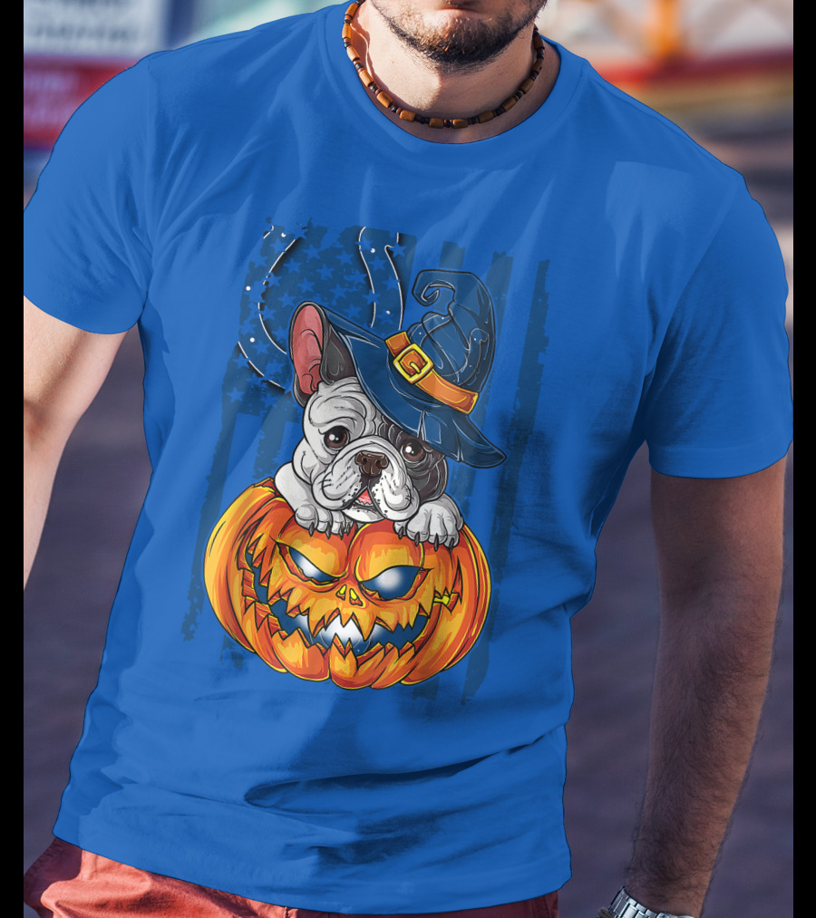 Hlw Bulldog Witch Hat Pumpkin Indianapolis Colts T-Shirt