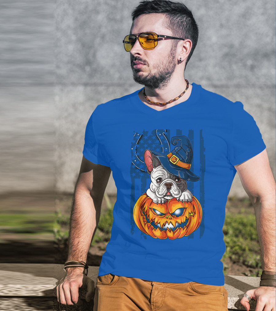 Hlw Bulldog Witch Hat Pumpkin Indianapolis Colts T-Shirt