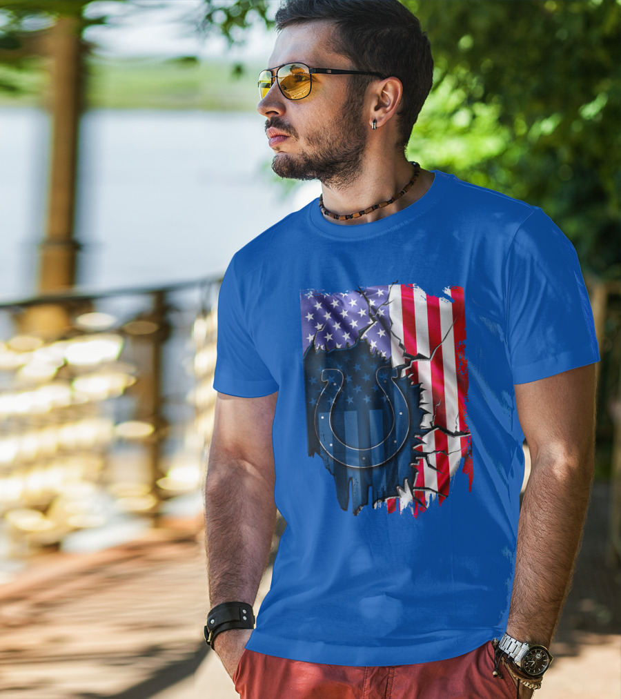 American Flag Indianapolis Colts Horseshoe T-Shirt