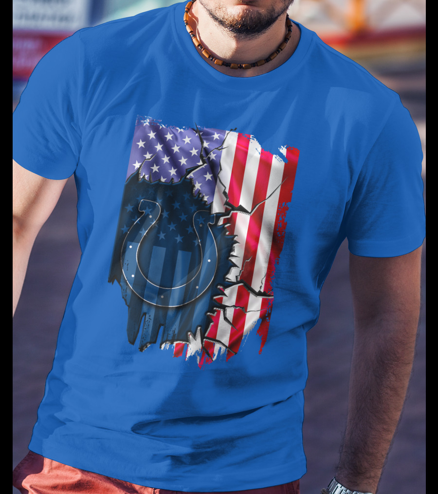 American Flag Indianapolis Colts Horseshoe T-Shirt