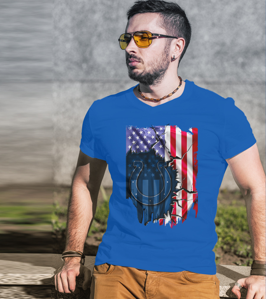 American Flag Indianapolis Colts Horseshoe T-Shirt