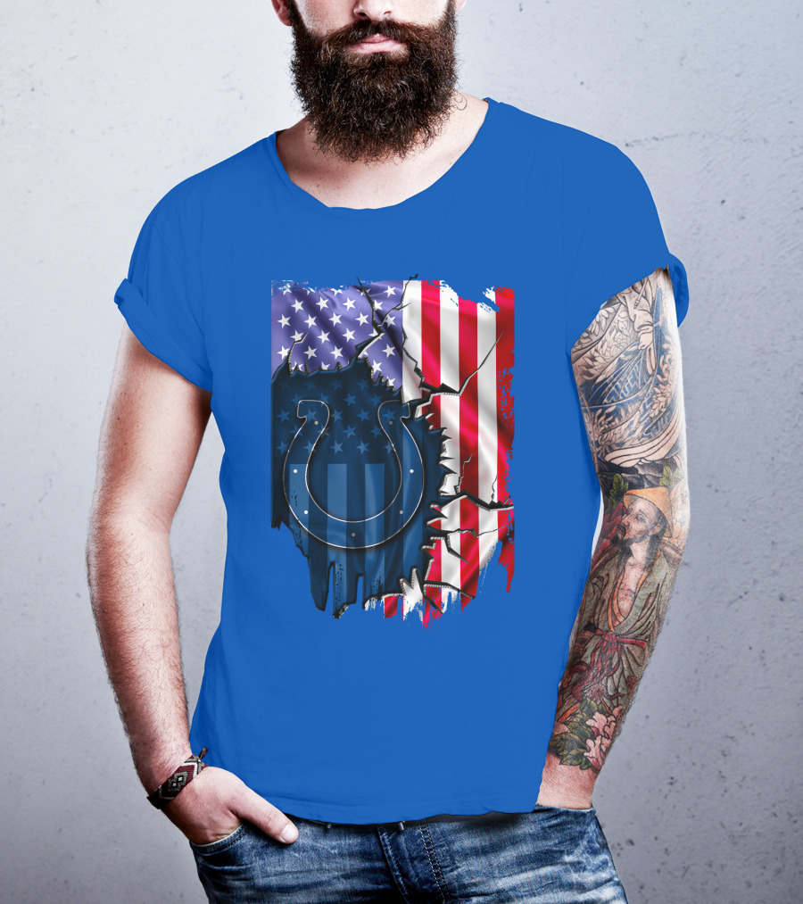 American Flag Indianapolis Colts Horseshoe T-Shirt