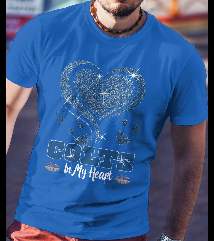 Colts In My Heart Sparkling Blue Heart T-Shirt