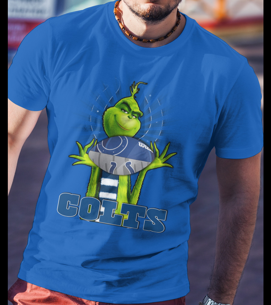 Grinch Holding Indianapolis Colts Football Stadium Background T-Shirt