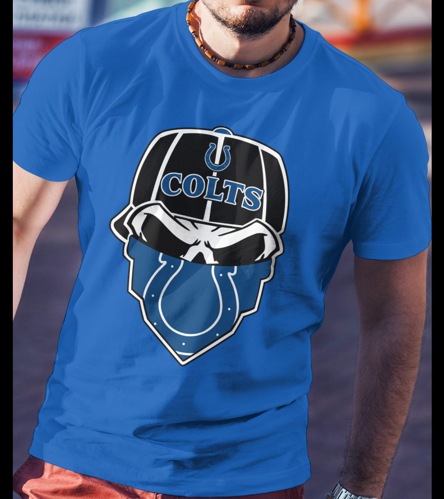 Indianapolis Colts Skull Bandana Helmet T-Shirt