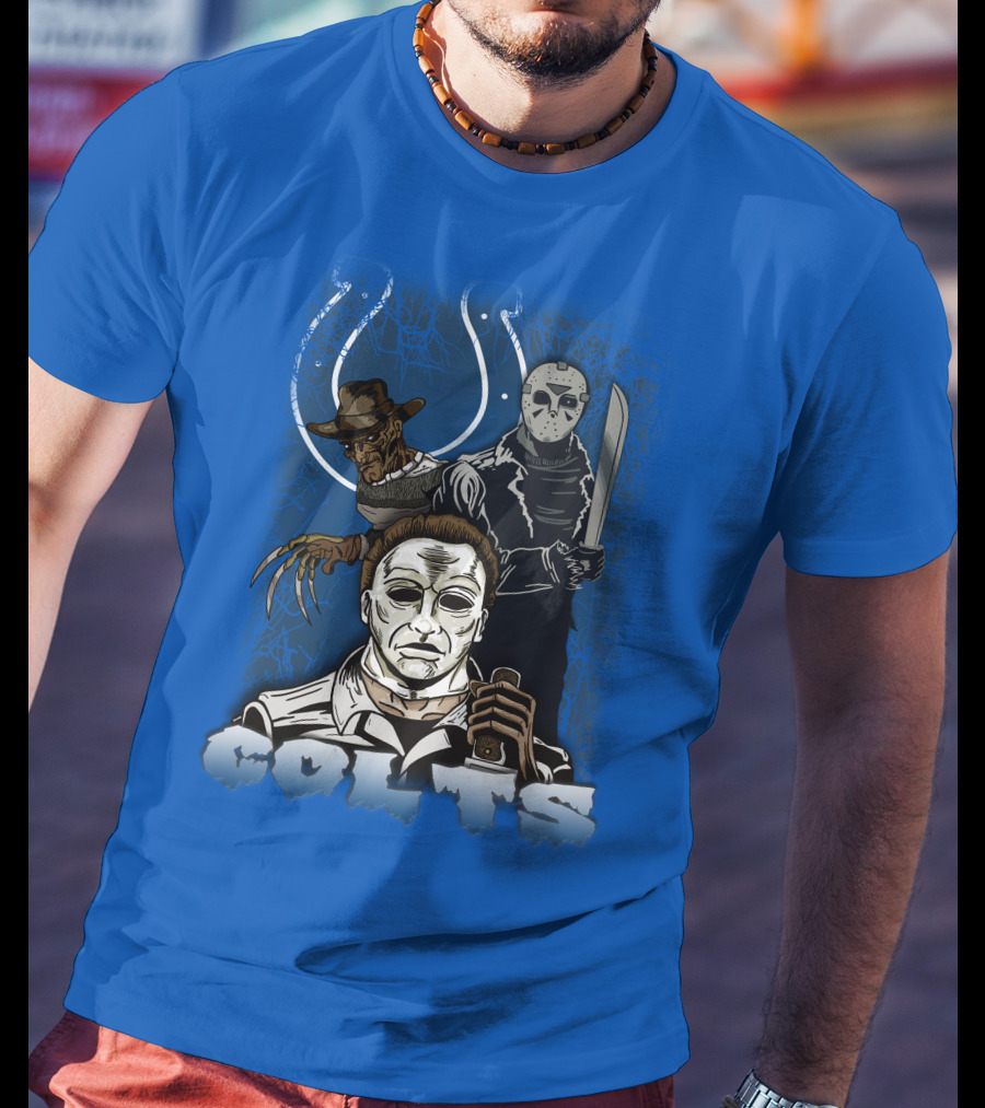Colts Indianapolis Horror Characters Halloween Mashup T-Shirt