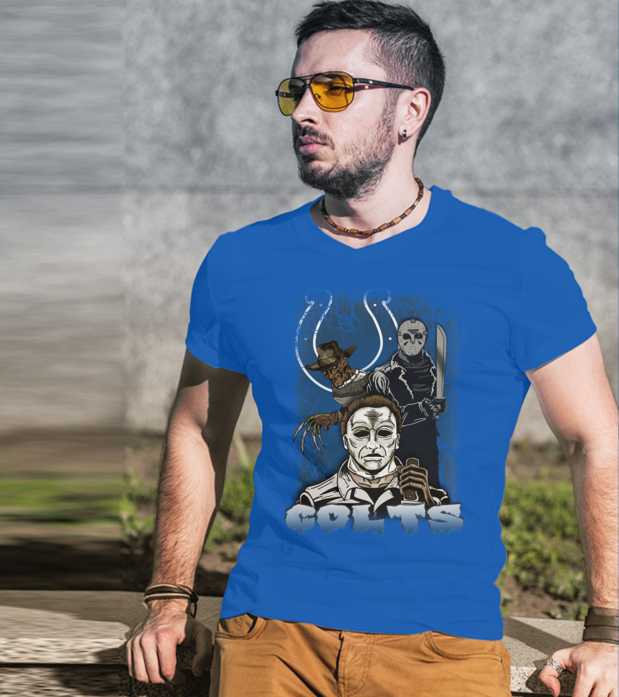 Colts Indianapolis Horror Characters Halloween Mashup T-Shirt