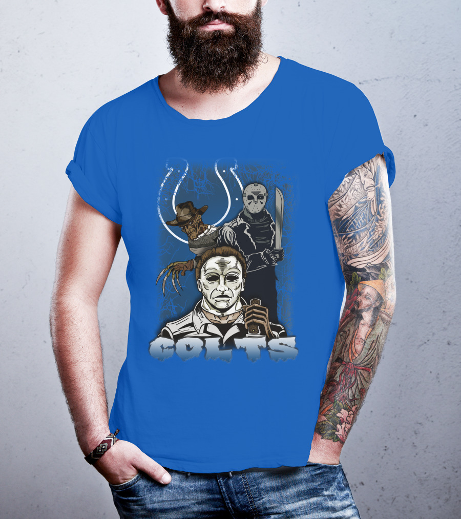 Colts Indianapolis Horror Characters Halloween Mashup T-Shirt