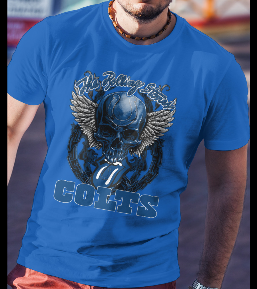 The Rolling Stones Colts Logo Skull Winged Chain T-Shirt