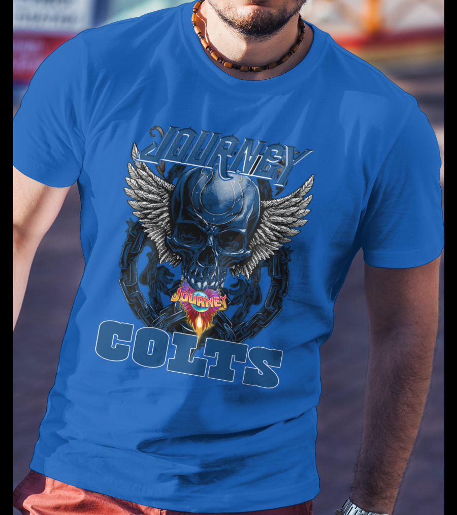 Journey Indianapolis Colts Skull Wings Chains T-Shirt