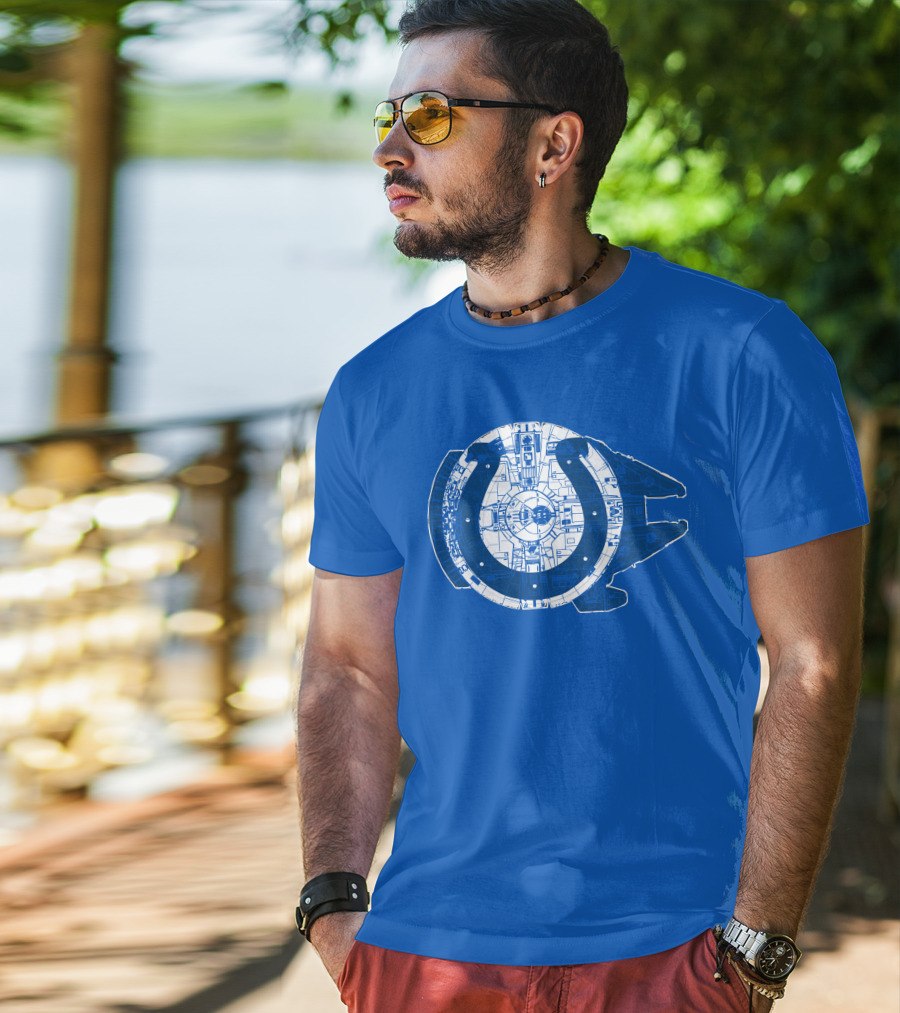 Indianapolis Colts 55 Millennium Falcon Blueprint T-Shirt