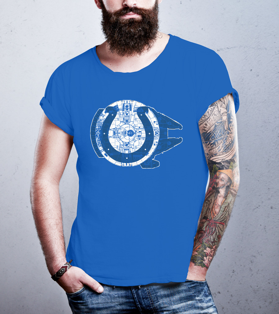 Indianapolis Colts 55 Millennium Falcon Blueprint T-Shirt