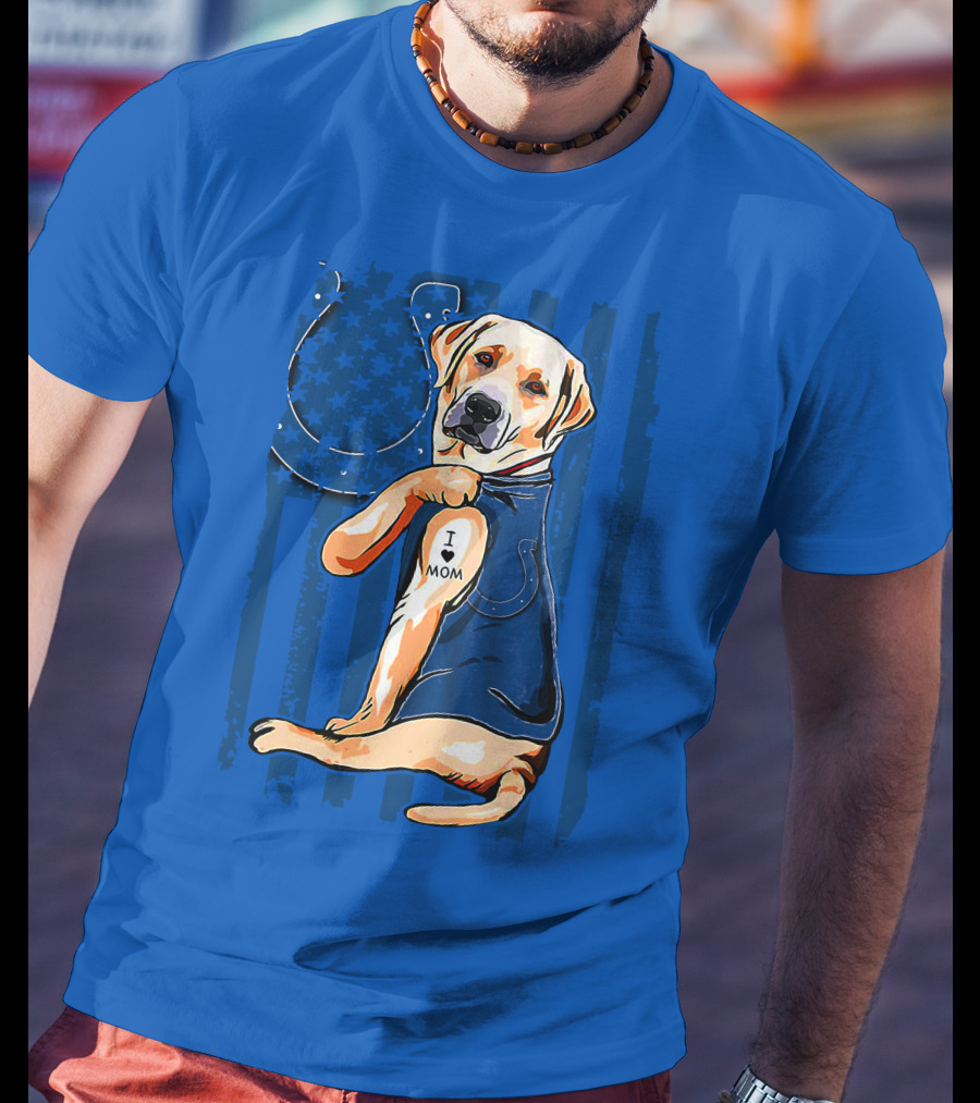Labrador Retriever I Love Mom Indianapolis Colts T-Shirt