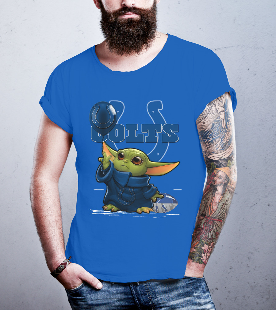 Colts Yoda Holding Horseshoe Balloon And Football T-Shirt