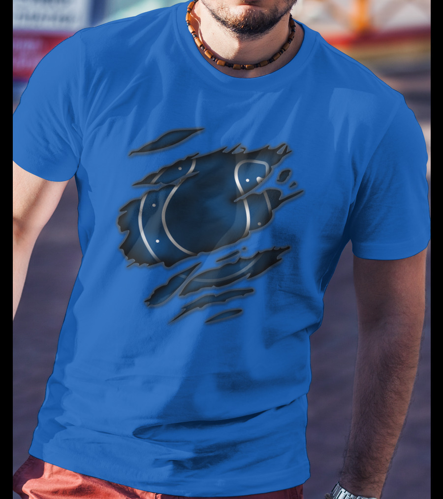 Indianapolis Colts Blue Horseshoe Logo Tear T-Shirt