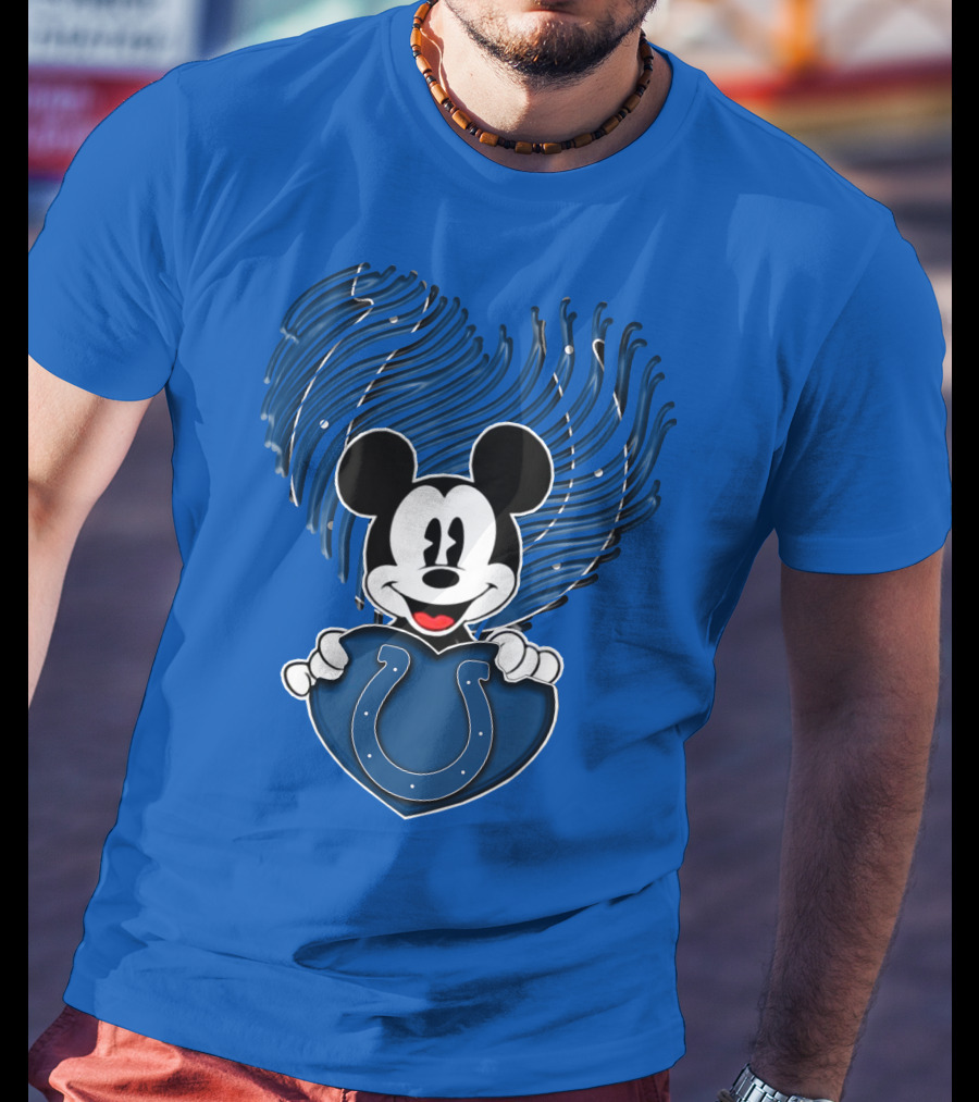 Mick Mickey Heart Indianapolis Colts Iconic Blue Fan T-Shirt