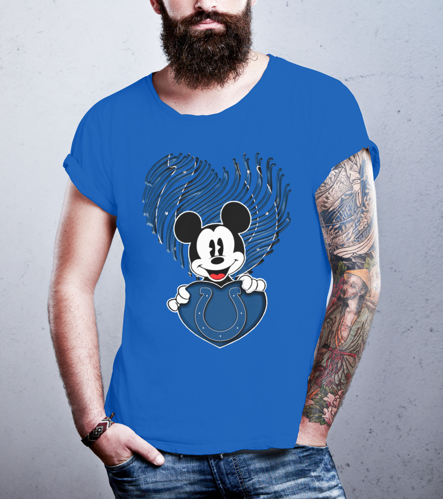 Mick Mickey Heart Indianapolis Colts Iconic Blue Fan T-Shirt