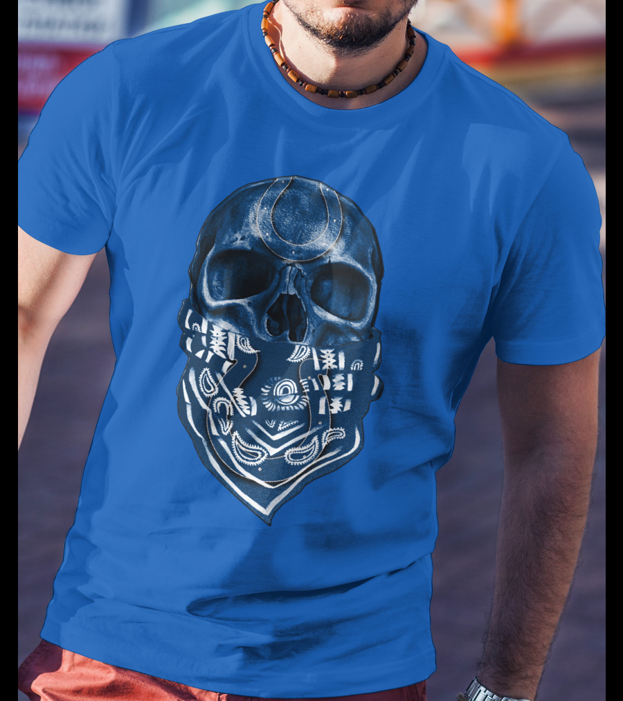 Indianapolis Colts Bandana Skull T-Shirt